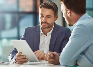 Image of a man trying to set up a small business.