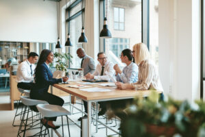 An image of people working from a shared office space.