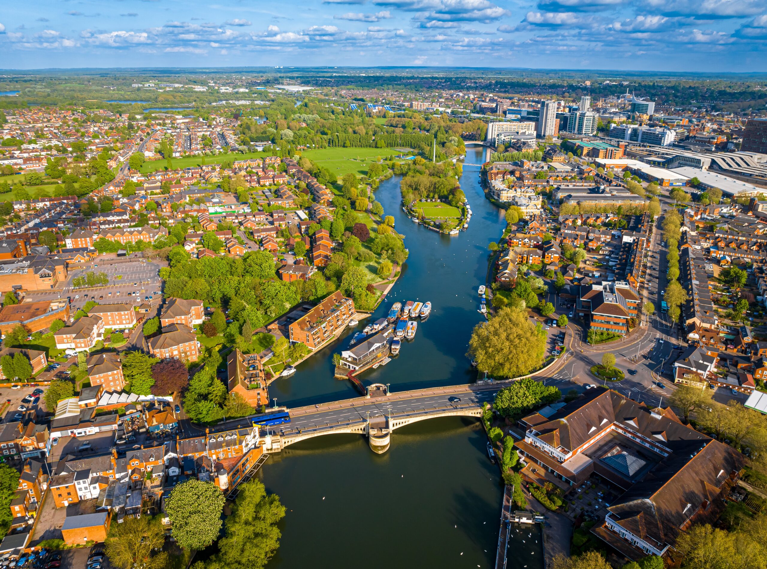 An aerial image of the town of Reading.