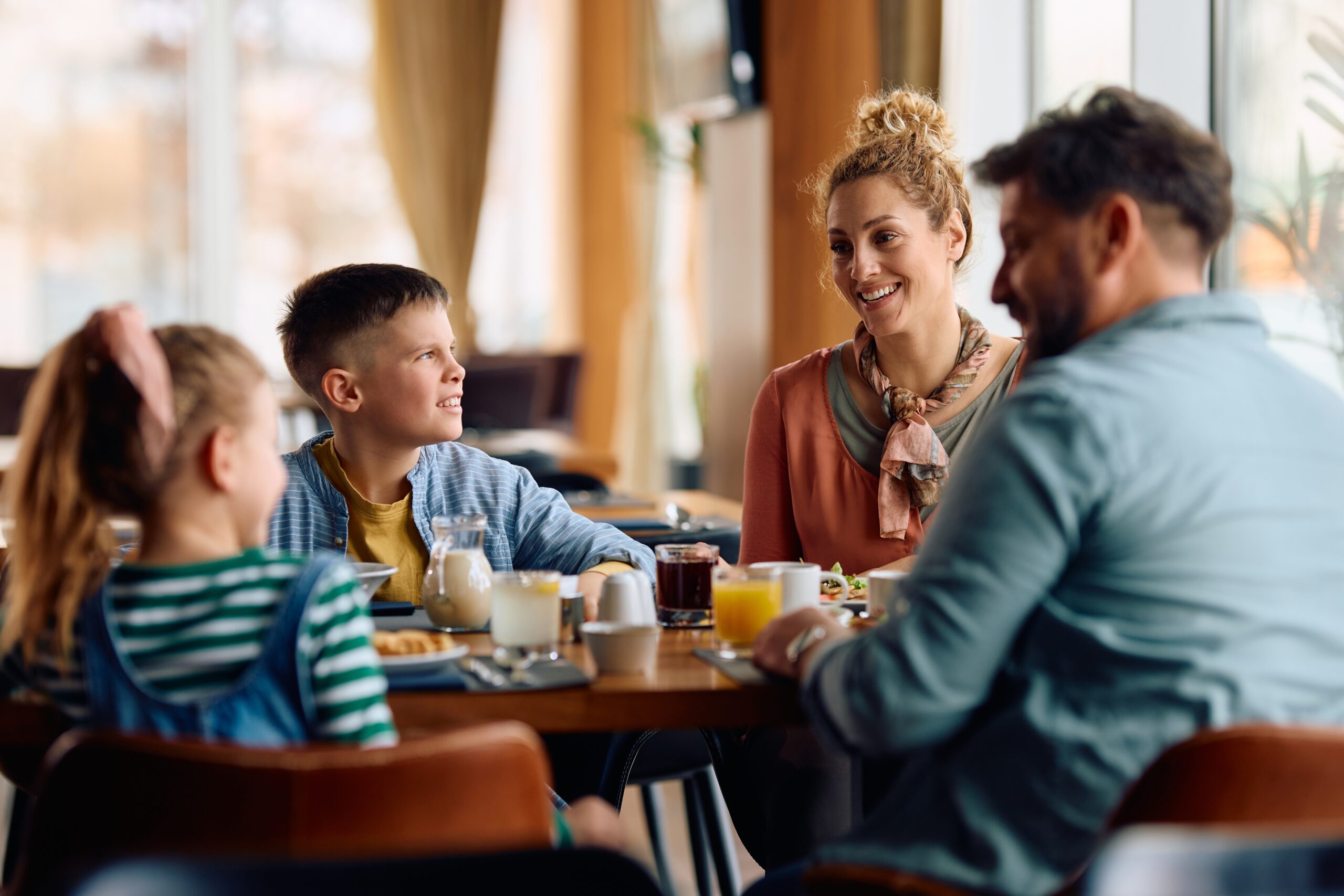 An image of a family dining out in Acton.