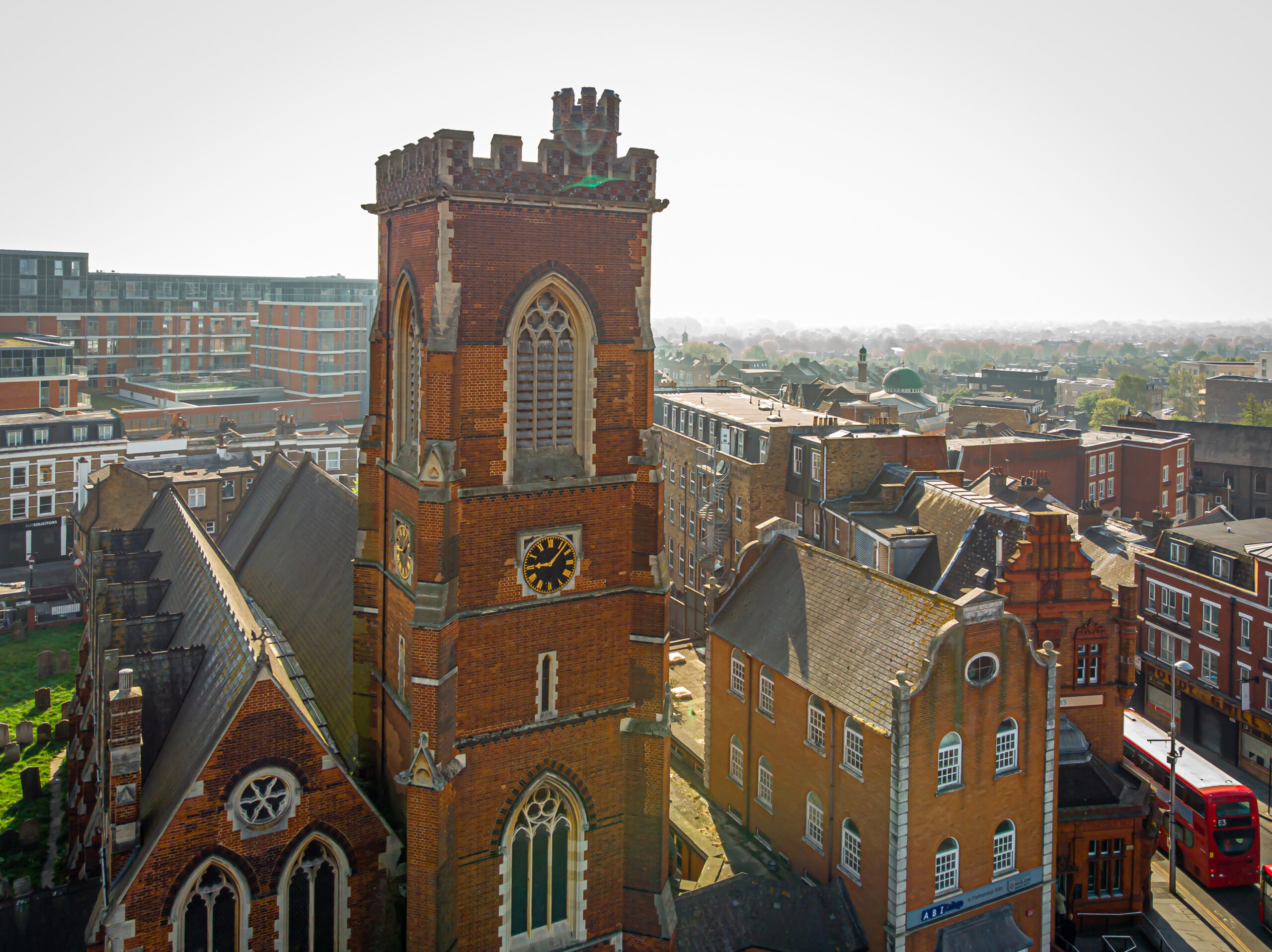 An aerial view of Acton Town.