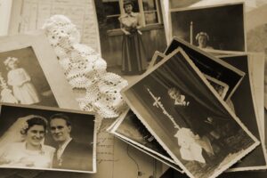 An image of old family photos that have been preserved.